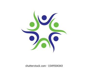 Abstract circular logo design representing unity and community with stylized figures