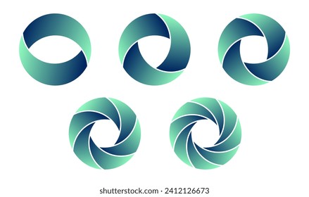 Abstract circular logo designs isolated on white background. Vector illustration.