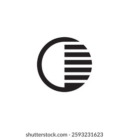 Abstract circular logo with horizontal lines Vector