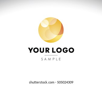 Abstract circular logo with orange and red circles inside. Logo idea with shaded circles.