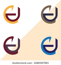 Abstractas Variantes circulares del logotipo – Cuadrícula moderna del símbolo de EJ