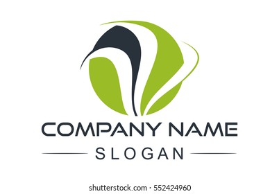 abstract circular logo wave with outline