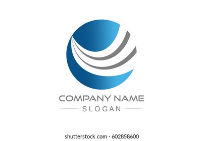 abstract circular logo with wave swooshed