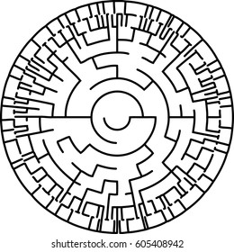 Abstract circular maze against white background