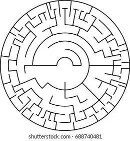 Abstract circular maze against white background