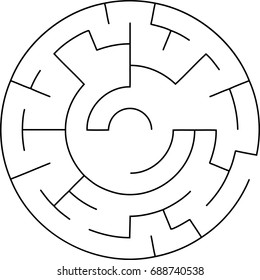 Abstract circular maze against white background