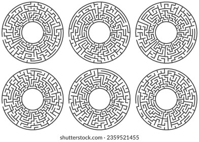 Abstract circular maze game collection for Cnc. laser cutting or kdp 