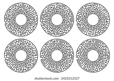 Abstract circular maze game collection for Cnc. laser cutting or kdp 