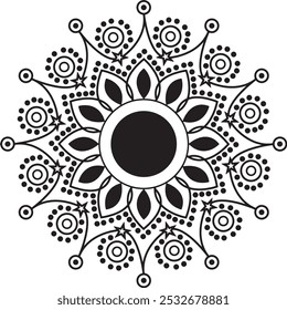Abstract circular monochrome mandala pattern, seamless loop. Animation. Black and white