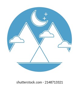abstract circular mountain scenery logos, the best circular scenery illustration design. Suitable for Tshirts design.