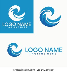 Abstract circular ocean wave vector logo. Creative swirling water wave icon for marine, surfing, and wellness identity.