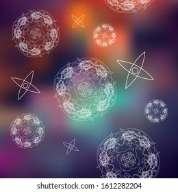 Abstract circular openwork patterns in white on a bright background.