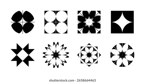 Coleção de formas orgânicas circulares abstratas - conjunto de símbolos vetoriais geométricos em negrito
