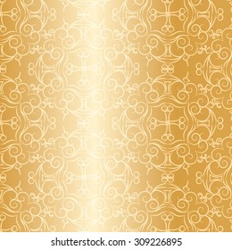 Abstract circular ornament in classic style in gold. Vector