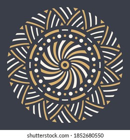 Abstract circular ornament. Ethnic mandala. Stylized sun symbol. Rosette of geometric elements. Tribal ethnic motif.  Round  color pattern. Decorative vector design element. svg