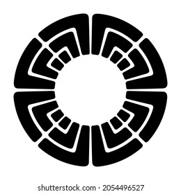 Abstract circular ornament. Isolated ethnic symbol. Rosette of geometric elements. Tribal ethnic motif. Stencil tattoo and prints. Round vector pattern. Decorative design element.