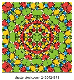 Ornamento circular abstracto con composición de contorno multicolor. Versión No. 3. Ilustración del vector