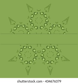 Abstract circular ornament on a green background and base for text