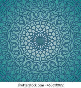 Abstract circular ornament. Sample background. Hand-drawing Mandala in the Eastern style, Arabic, Indian, Turkish.