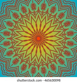 Abstract circular ornament. Sample background. Hand-drawing Mandala in the Eastern style, Arabic, Indian, Turkish.