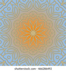 Abstract circular ornament. Sample background. Hand-drawing Mandala in the Eastern style, Arabic, Indian, Turkish.