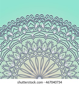 Abstract circular ornament. Sample background. Hand-drawing Mandala in the Eastern style, Arabic, Indian, Turkish.