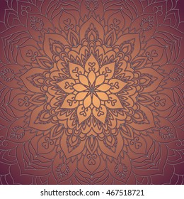 Abstract circular ornament. Sample background. Hand-drawing Mandala in the Eastern style, Arabic, Indian, Turkish.