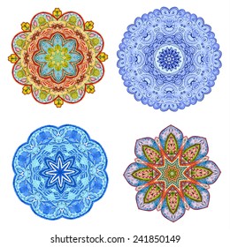 abstract circular pattern of arabesques. watercolor painting