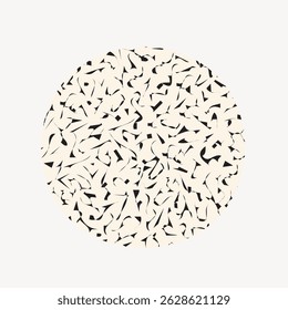 Abstract circular pattern with black and white shapes. The circular design features intricate black shapes on a white background, creating a unique abstract look. Cute illustration vector.