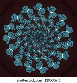 Abstract circular pattern of butterflies