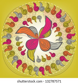 Abstract circular pattern of colorful swirls