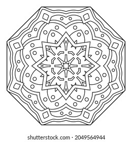 Abstract circular pattern in form of mandala with geometry elements and small details. Vector illustration for coloring book, henna, mehndi, tattoo, logo