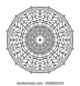 Abstract circular pattern in form of mandala with geometry elements and small details. Vector illustration for coloring book, henna, mehndi, tattoo, logo