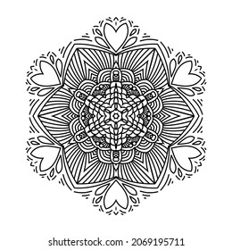 Abstract circular pattern in form of mandala with geometry elements and small details. Vector illustration for coloring book, henna, mehndi, tattoo, logo