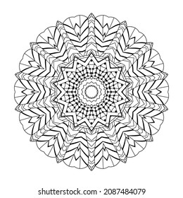 Abstract circular pattern in form of mandala with geometry elements and small details. Vector illustration for coloring book, henna, mehndi, tattoo, logo