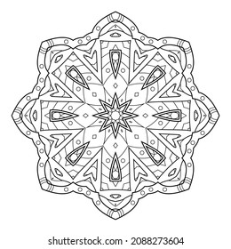Abstract circular pattern in form of mandala with geometry elements and small details. Vector illustration for coloring book, henna, mehndi, tattoo, logo
