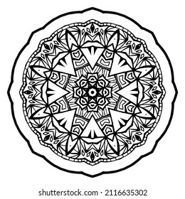 Abstract circular pattern in form of mandala with geometry elements and small details. illustration for coloring book, henna, mehndi, tattoo, logo