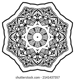 Abstract circular pattern in form of mandala with geometry elements and small details. Vector 
 illustration for coloring book, henna, mehndi, tattoo, logo