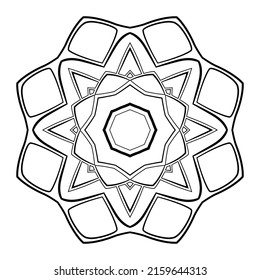 Abstract circular pattern in form of mandala with geometry elements and small details. illustration for coloring book, henna, mehndi, tattoo, logo
