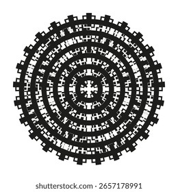 Abstract circular pattern. Geometric radial shapes. Monochrome Vector background. Optical illusion graphic. EPS 10.