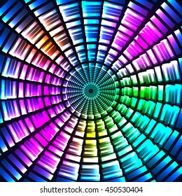 Abstract circular pattern with gradient lines, and rays. Vector illustration.