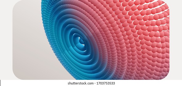 Abstract circular pattern made of color spheres and ellipses. Vector art illustration. Dynamic effect. Cover design template. Can be used for advertising, marketing or presentation.