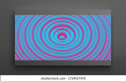 Abstract circular pattern made of color spheres and ellipses. Vector art illustration. Dynamic effect. Cover design template. Can be used for advertising, marketing or presentation.
