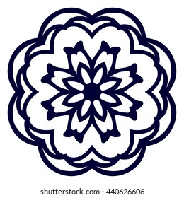 Abstract circular pattern or mandala in vector. Graphic template for your design. Decorative retro ornament - flower. Hand drawn background in floral, indian and islamic style.