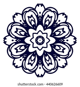 Abstract circular pattern or mandala in vector. Graphic template for your design. Decorative retro ornament - flower. Hand drawn background in floral, indian and islamic style.
