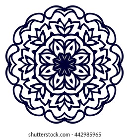 Abstract circular pattern or mandala in vector. Graphic template for your design. Decorative retro ornament - flower. Hand drawn background in floral, indian and islamic style.
