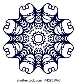 Abstract circular pattern or mandala in vector. Graphic template for your design. Decorative retro ornament - flower. Hand drawn background in floral, indian and islamic style.