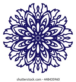 Abstract circular pattern or mandala in vector. Graphic template for your design. Decorative retro ornament - flower. Hand drawn background in floral, indian and islamic style.