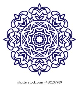 Abstract circular pattern or mandala in vector. Graphic template for your design. Decorative retro ornament - flower. Hand drawn background in floral, indian and islamic style.