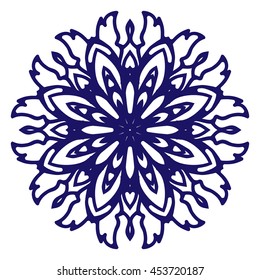 Abstract circular pattern or mandala in vector. Graphic template for your design. Decorative retro ornament - flower. Hand drawn background in floral, indian and islamic style.